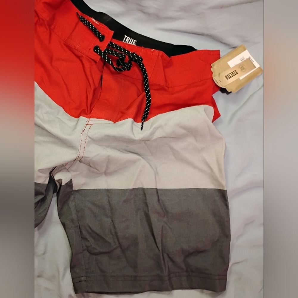 Nwt True Craft Swim Shorts Pocket Color Block Size 30 Waist